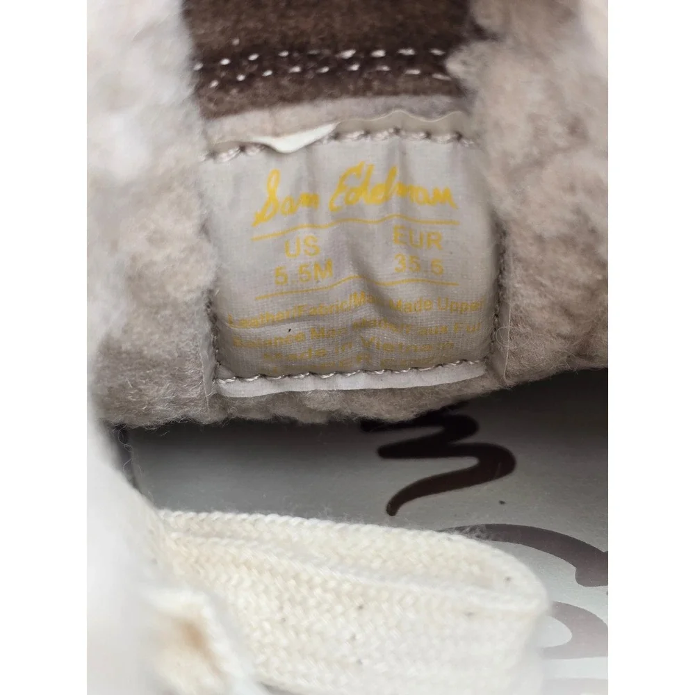 Sam Edelman Harper Cozy Sneakers Womens 5.5 Taupe Faux Fur Trim - NEW